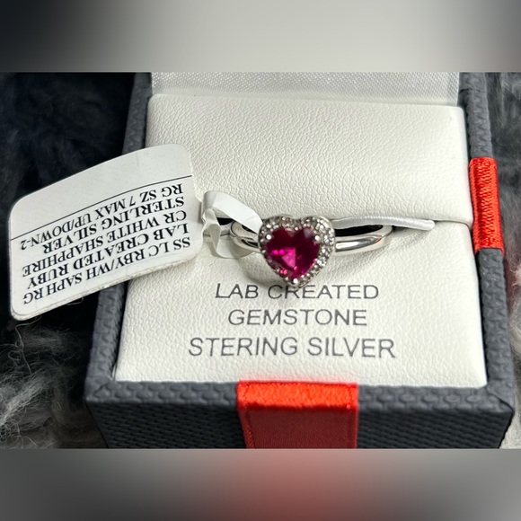 Lab Created Ruby and White Sapphire
Heart Ring in Sterling Silver - Picture 5 of 8